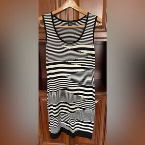 Black Saks Fifth Avenue Striped Sleeveless Dress